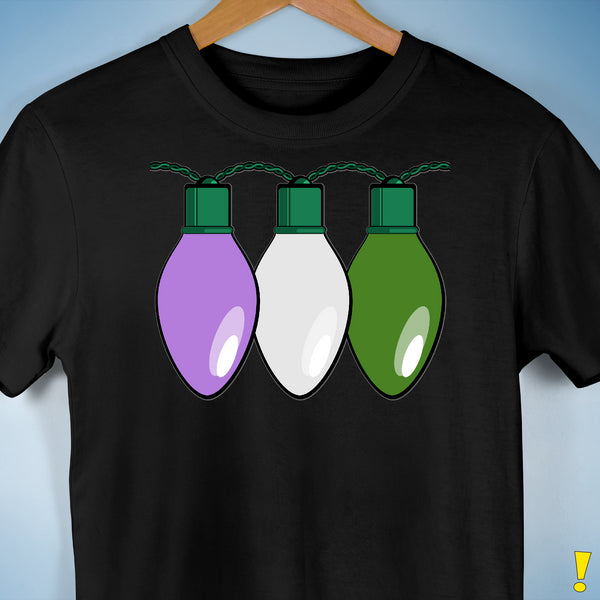 Genderqueer Pride Christmas Lights Premium Unisex T-Shirt - Black